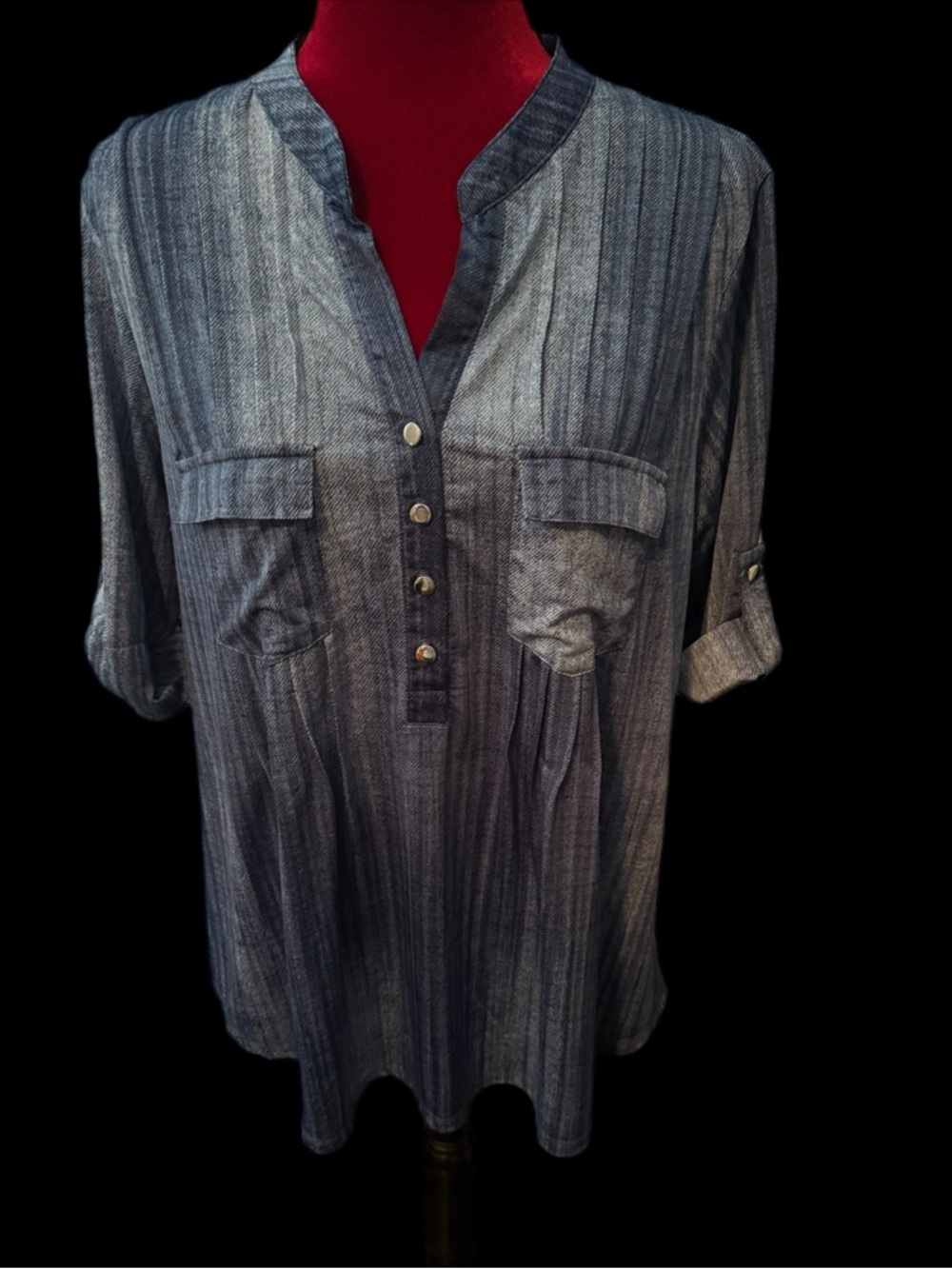 Cocomo Light Blue Denim-Look Button Tunic
